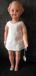 11'' EUROPEAN BLUE EYED 1950S CELLULOID HEAD GIRL DOLL #543